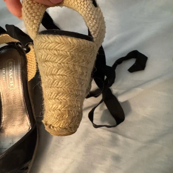 Coach Black and Tan insignia Espadrille Wedges - Picture 10 of 12